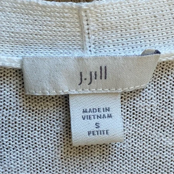 J.Jill Linen Blend Open Front Cardigan White Sz Small Petite - Picture 8 of 14